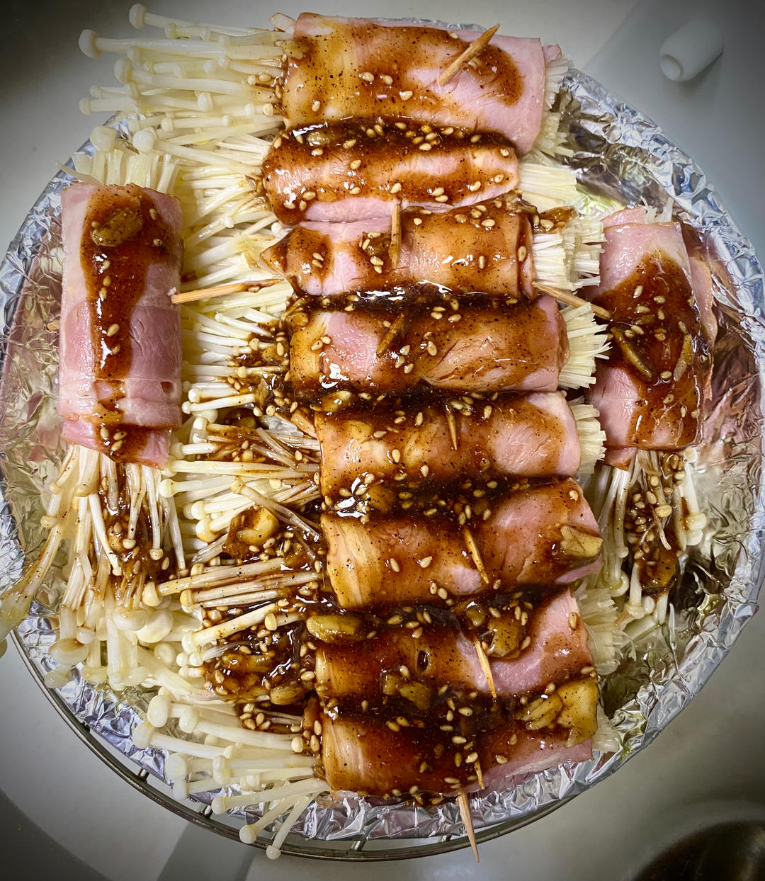 超简单金针菇培根卷 空气炸锅版