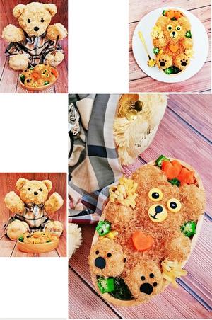 🐻泰迪熊便当🐻卡通小熊儿童餐🐻创意可爱造型肉松米饭🍱的做法 步骤17