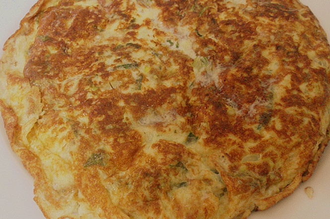 金银花小白菜鸡蛋饼