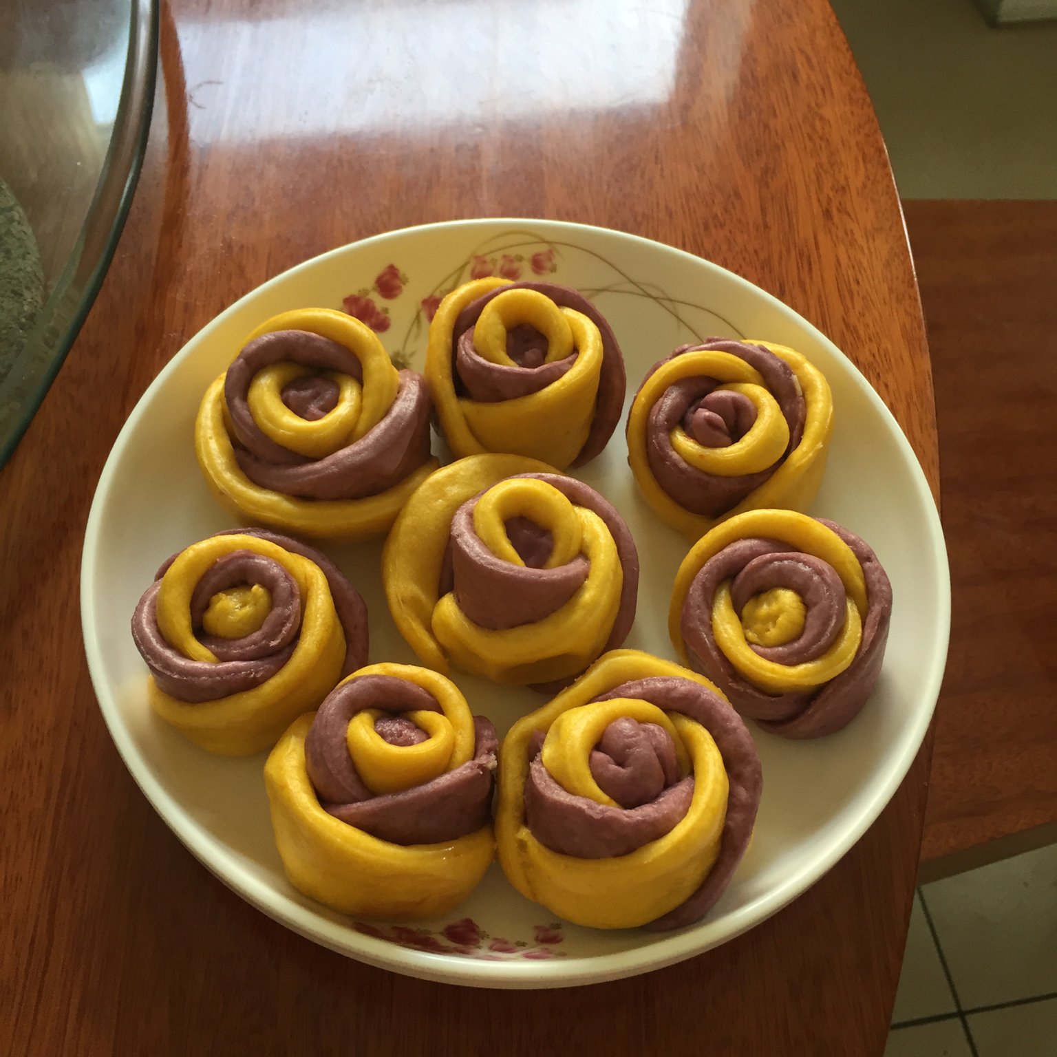 紫薯南瓜系列之玫瑰花卷