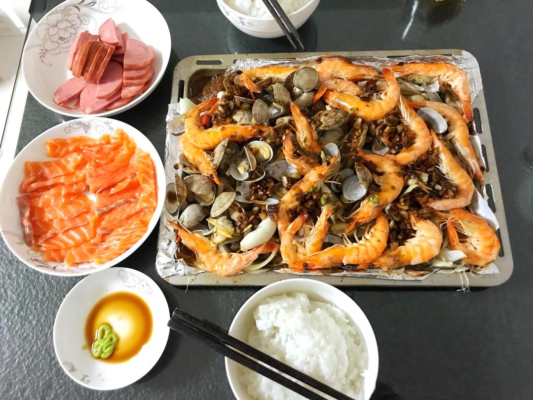 蒜香吮指海鲜大咖——松下NU-JK200W大蒸烤箱食谱