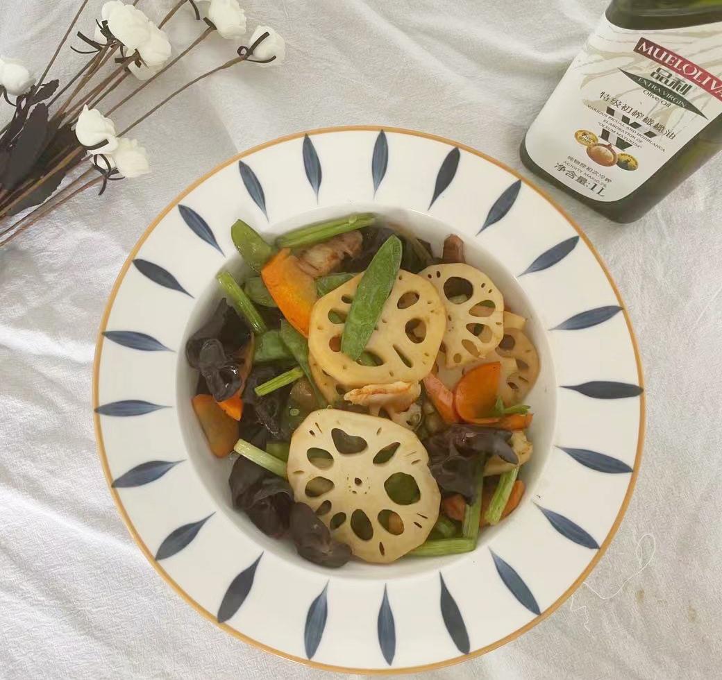 经典素菜小炒-荷塘月色，清脆爽口，简单又快手哦！的做法