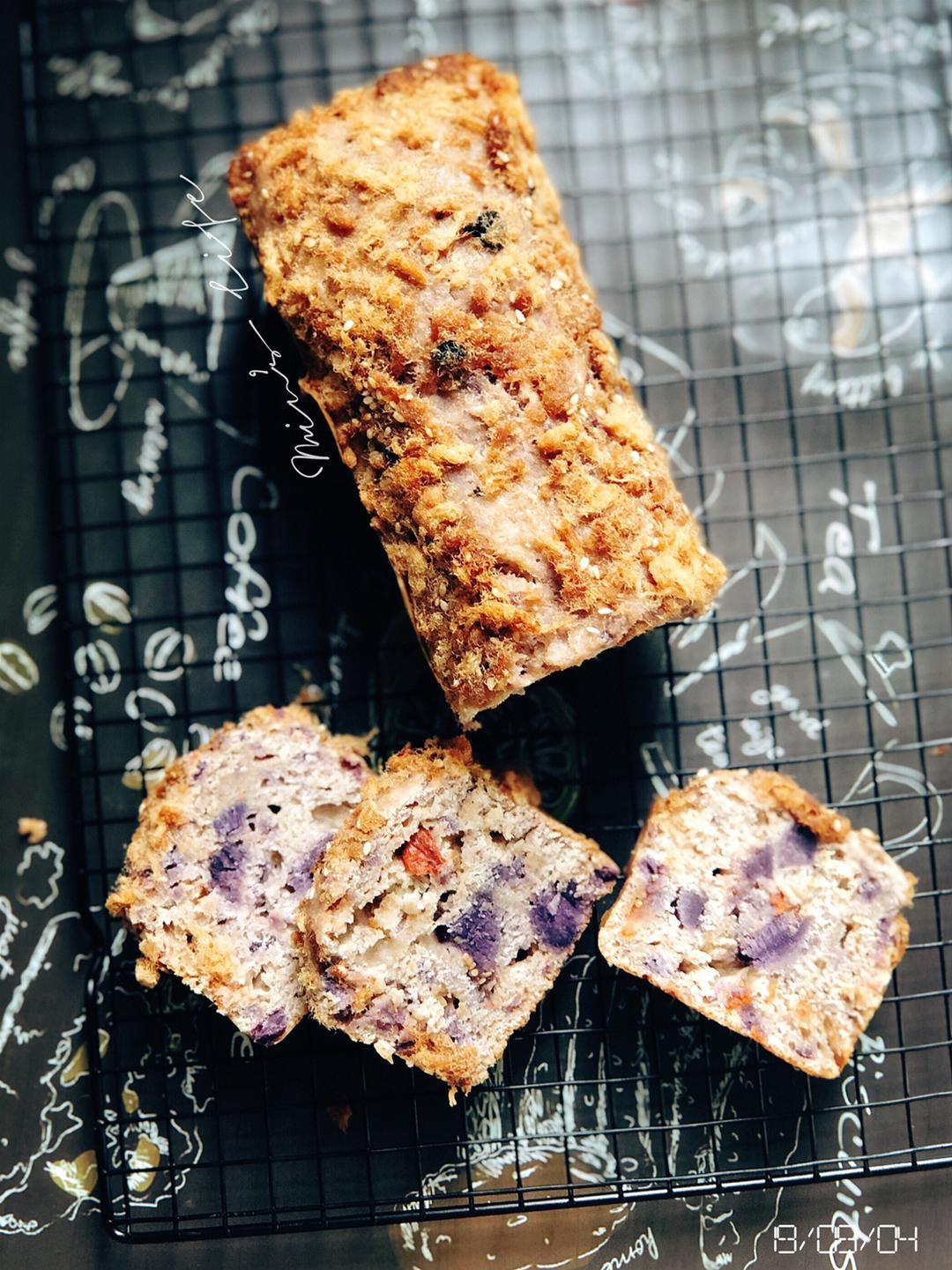 #神仙组合#紫薯枸杞肉松快手面包