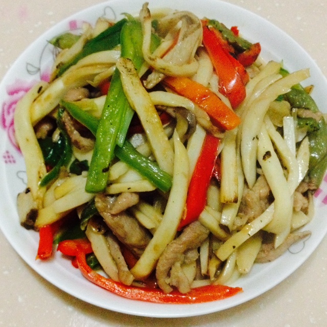 手撕杏鲍菇炒肉丝