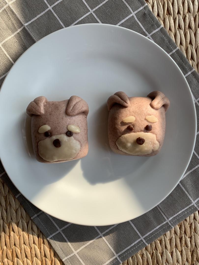 黑小麦卡通刀切馒头手工揉面水光肌两个造型详细步骤