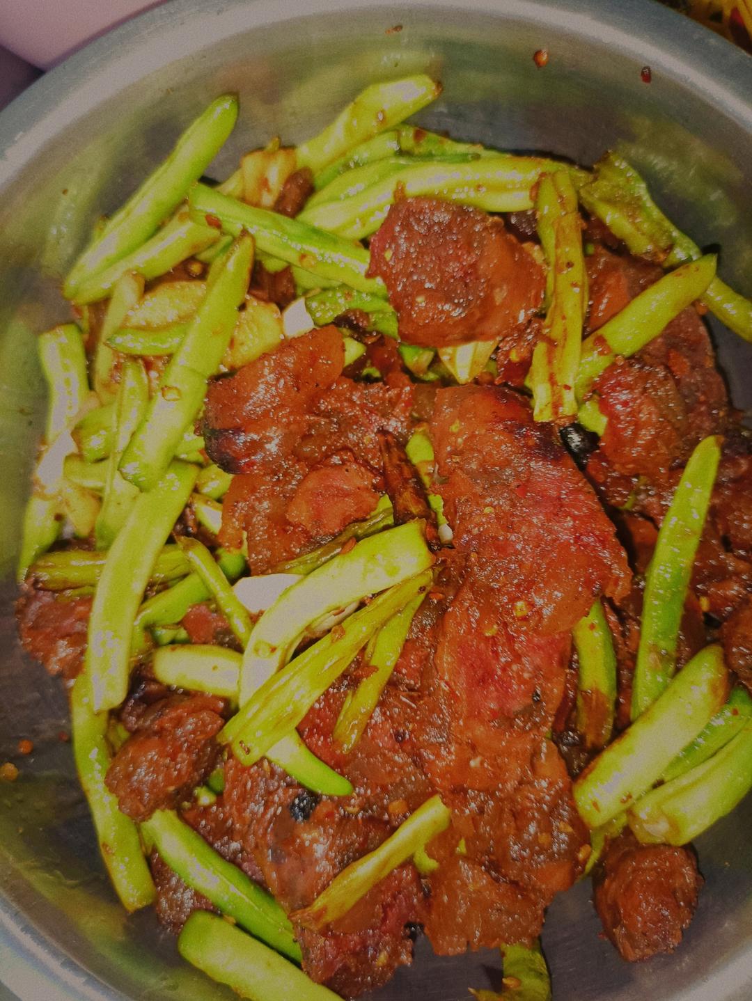 广味腊肠炒四季豆