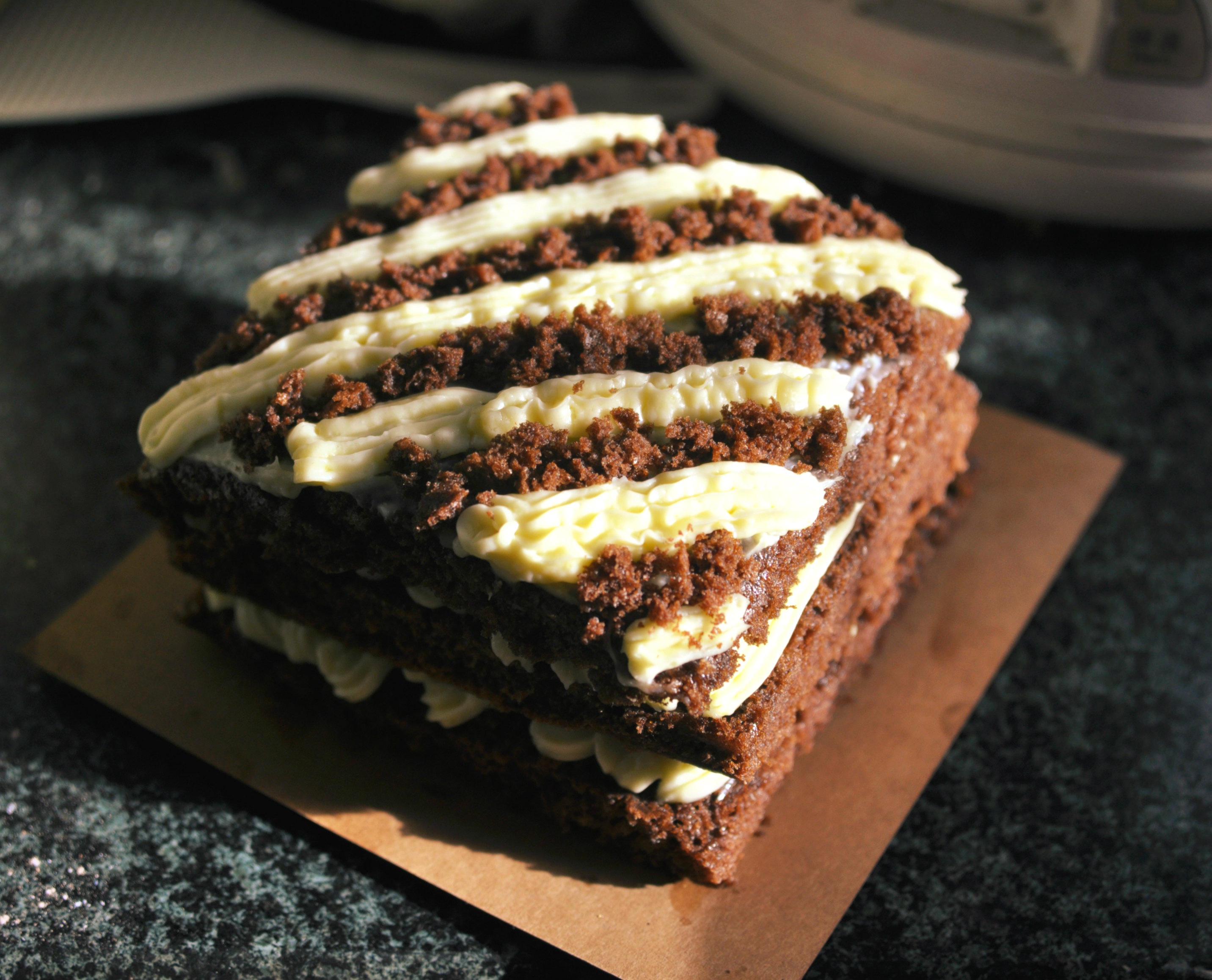 叶扣肉做的乳酪巧克力方形蛋糕
