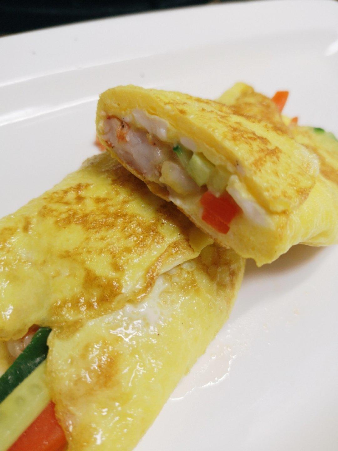 【平底锅蔬菜虾饼】