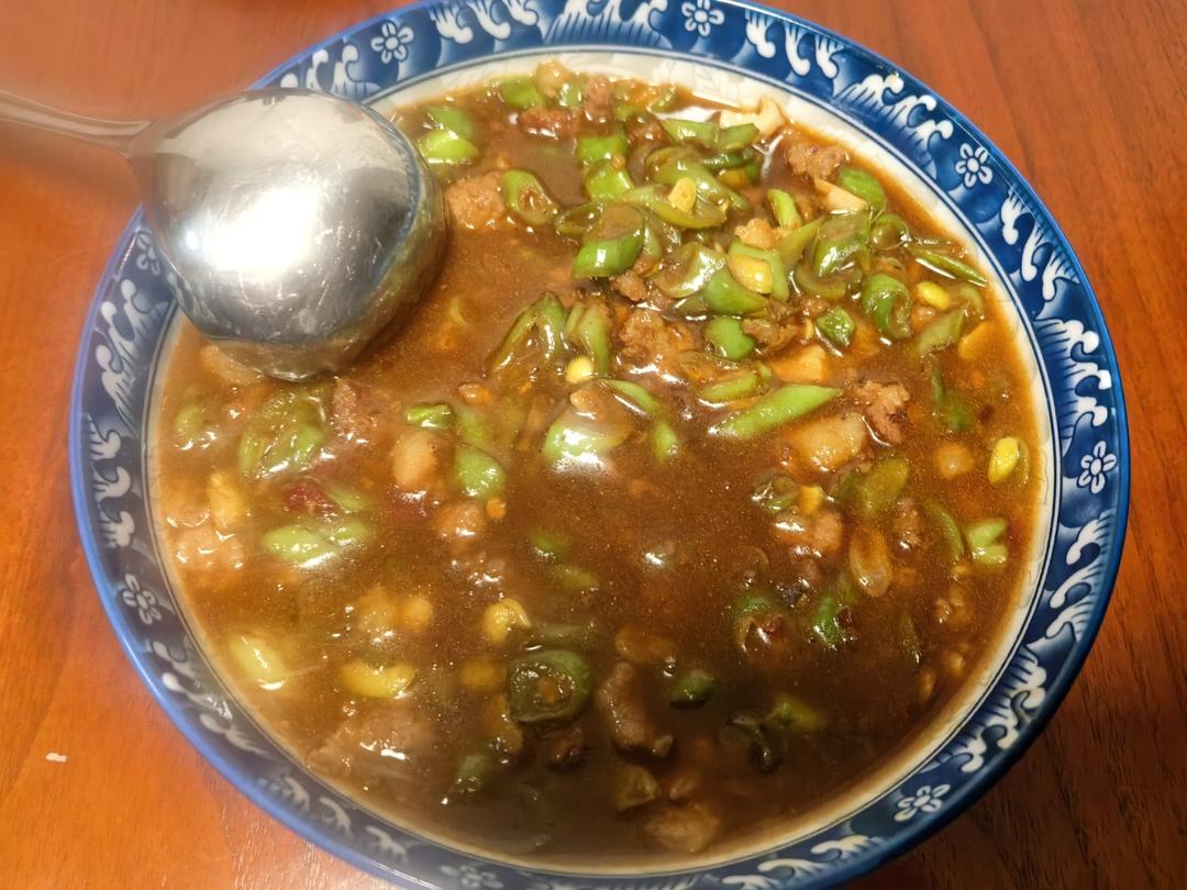 肉末豆角打卤面