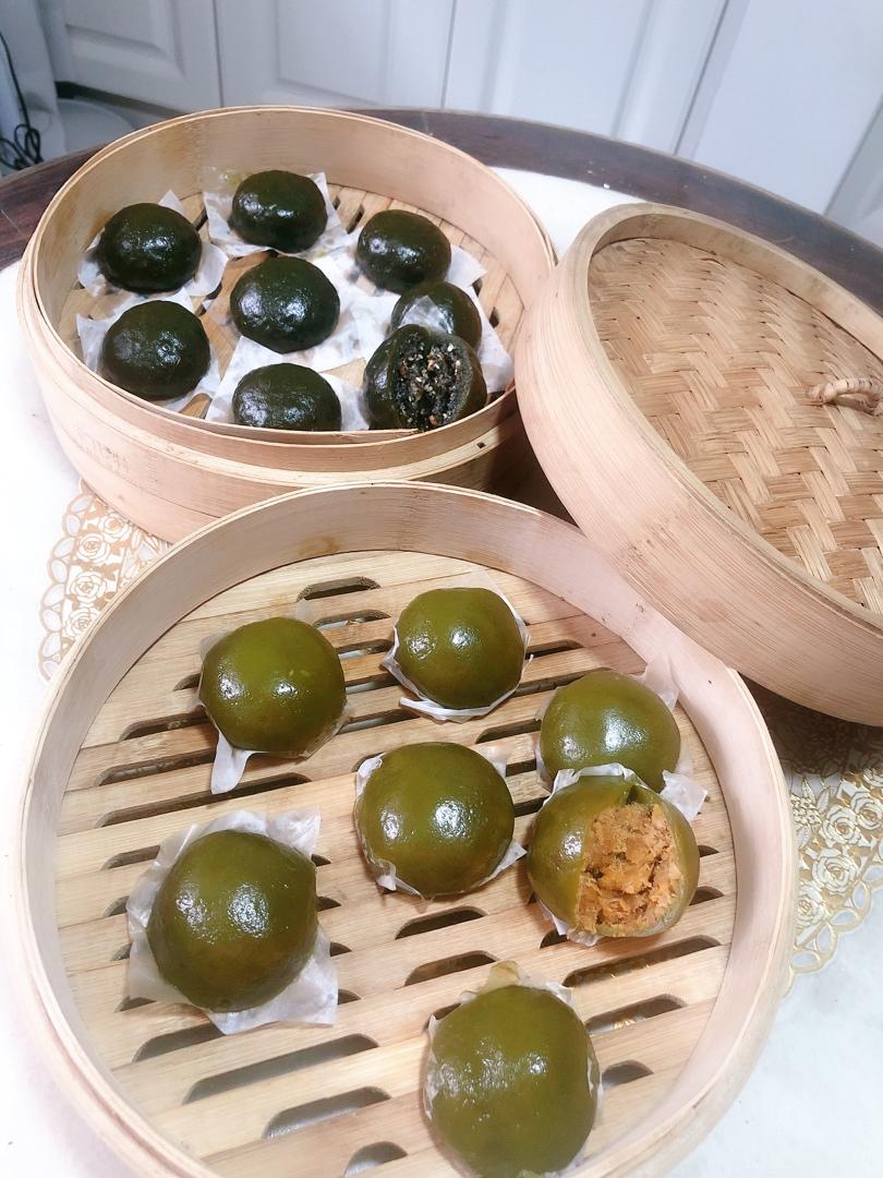 时令点心-艾草青团-4款咸甜配合的馅料