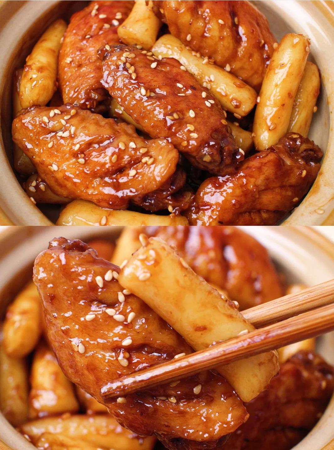 可乐鸡翅年糕！好吃到爆！一分钟就能学
会❤️