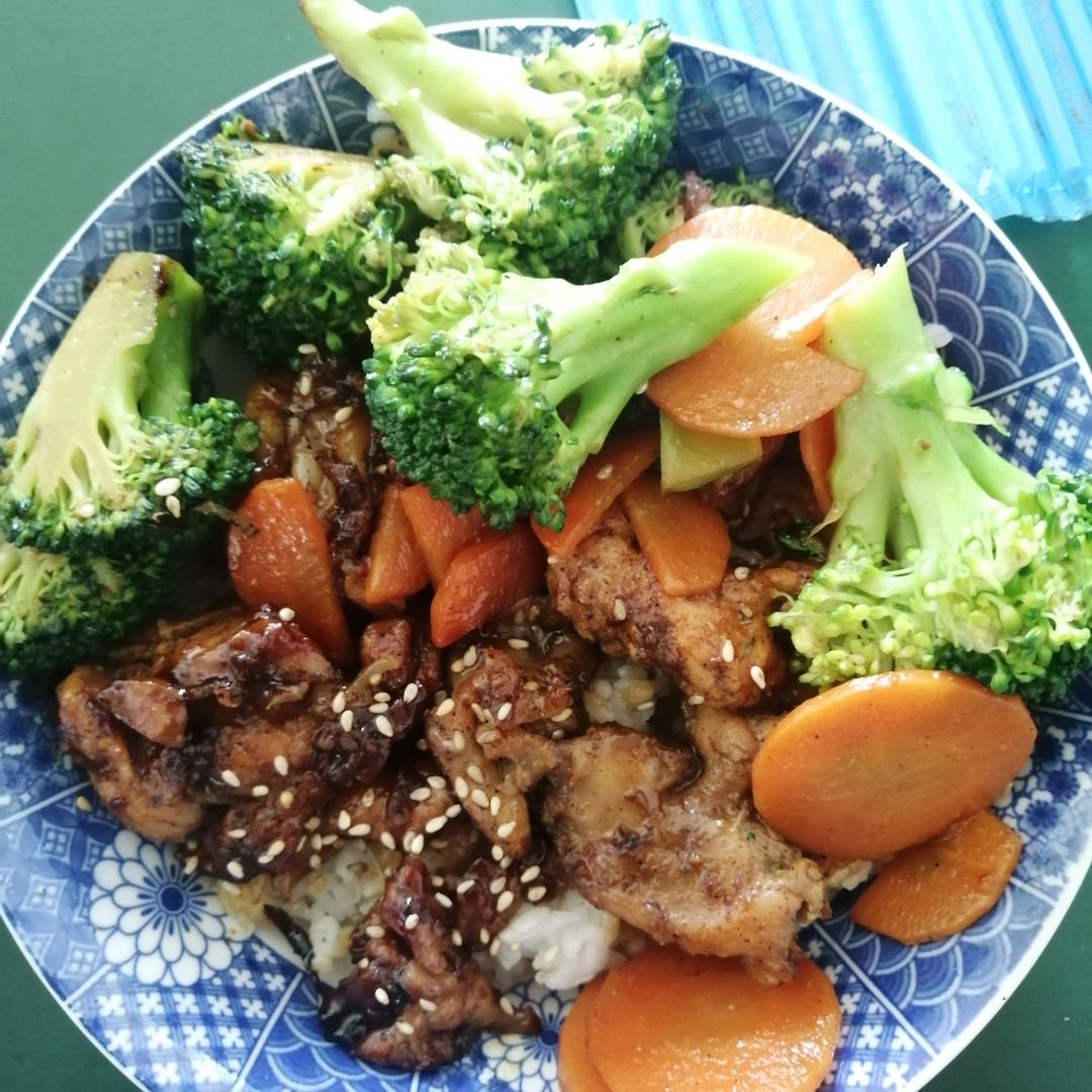 不放一滴油的照烧鸡腿饭