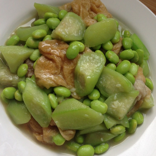 丝瓜毛豆烧油面筋