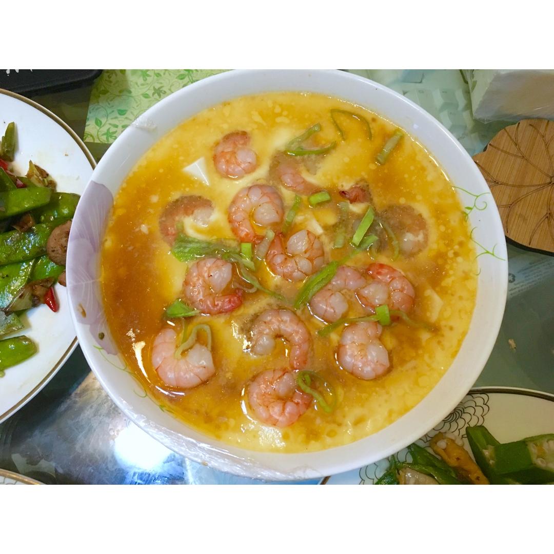虾仁豆腐蒸水蛋