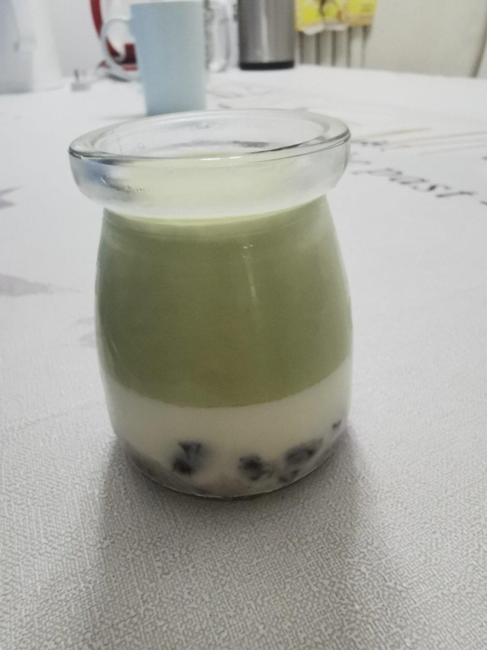 夏日必备甜品双色抹茶蜜豆奶冻