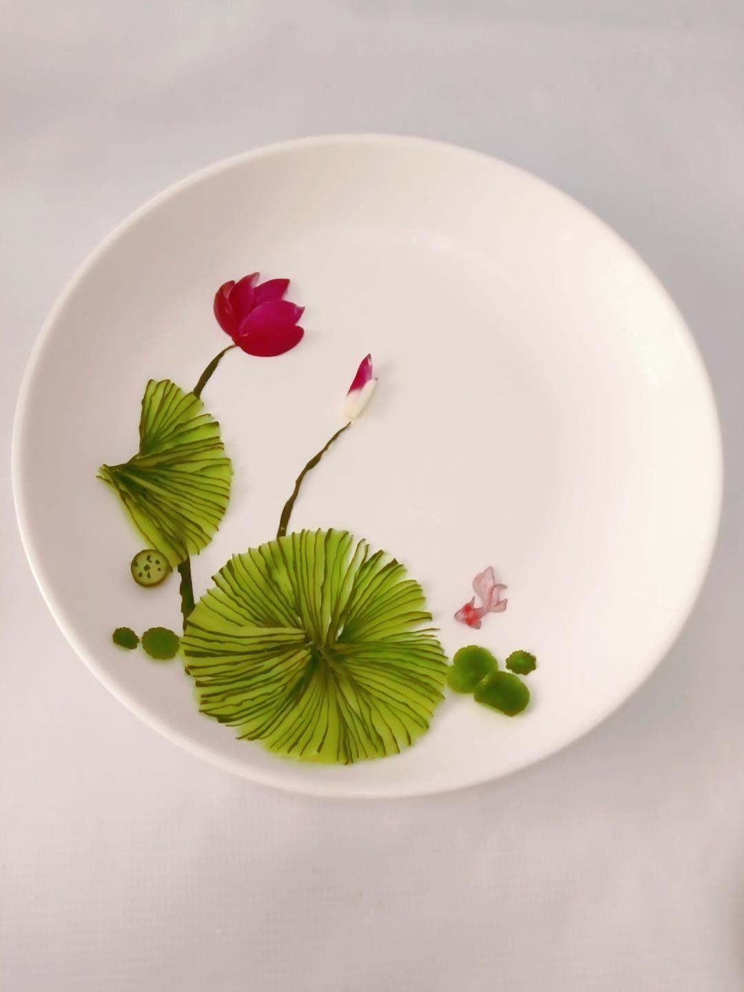 简单美丽的盘饰（9）——冷拼·洋葱荷花