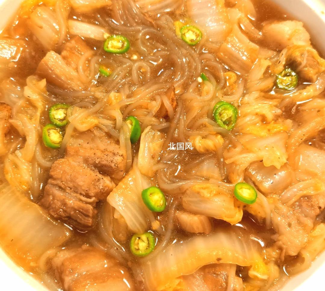 五花肉白菜炖粉条的做法