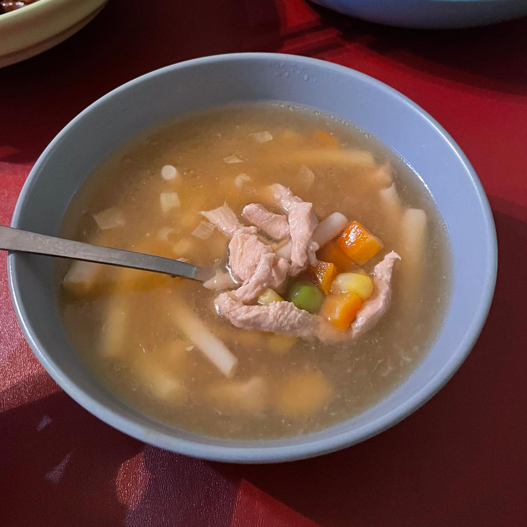低脂鸡丝翡翠白玉汤