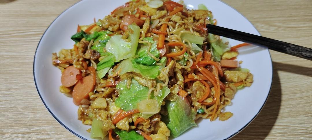 🍜泡面神仙吃法❗️巨销魂的鸡蛋火腿炒泡面