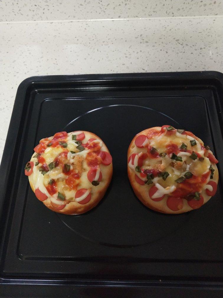 🍕快手简单｜一次发酵｜可可爱爱火腿披萨小面包｜学生早餐