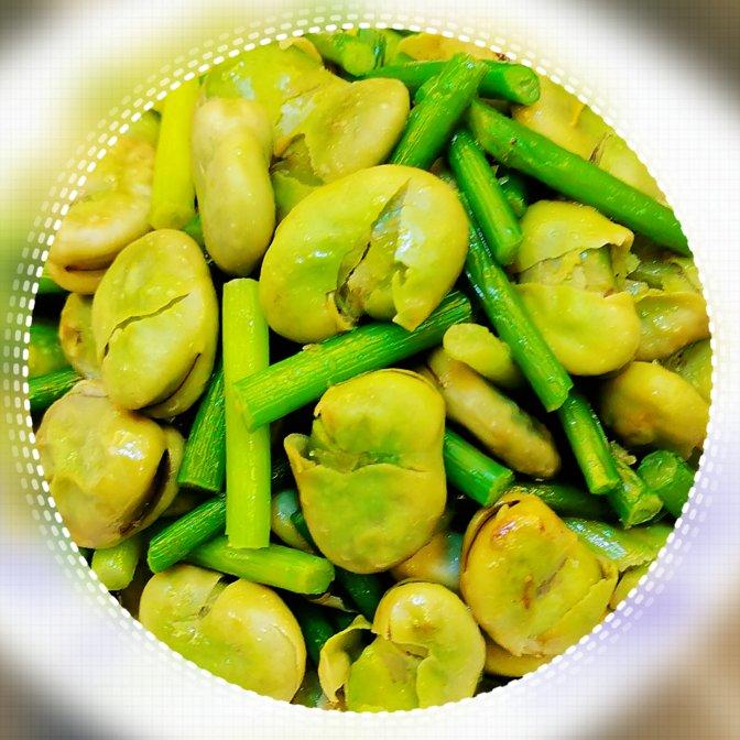 油焖蒜苔蚕豆