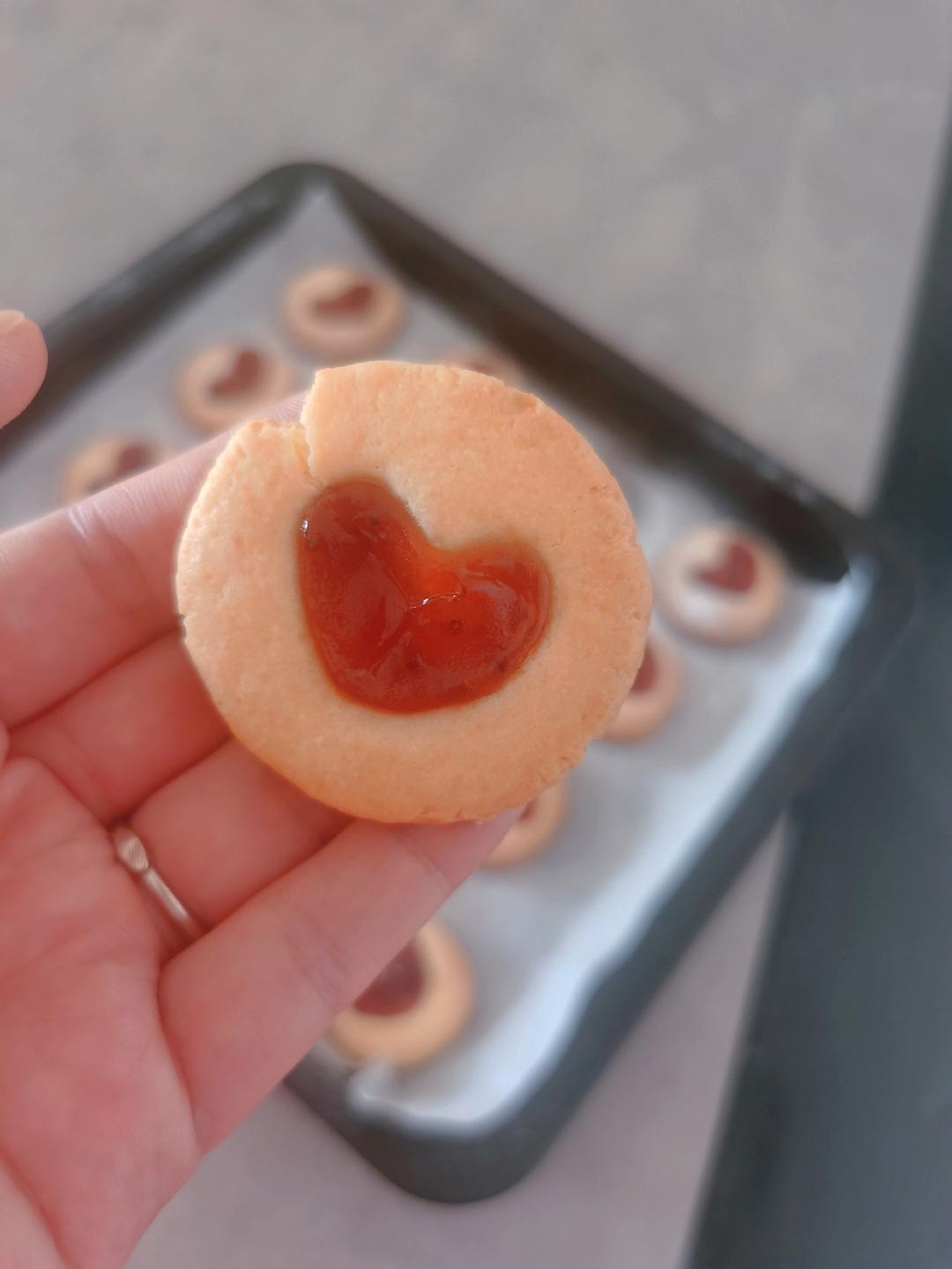 ❤️简单无需磨具｜快手0失败｜草莓果酱爱心曲奇｜做个饼干都是爱你的形状