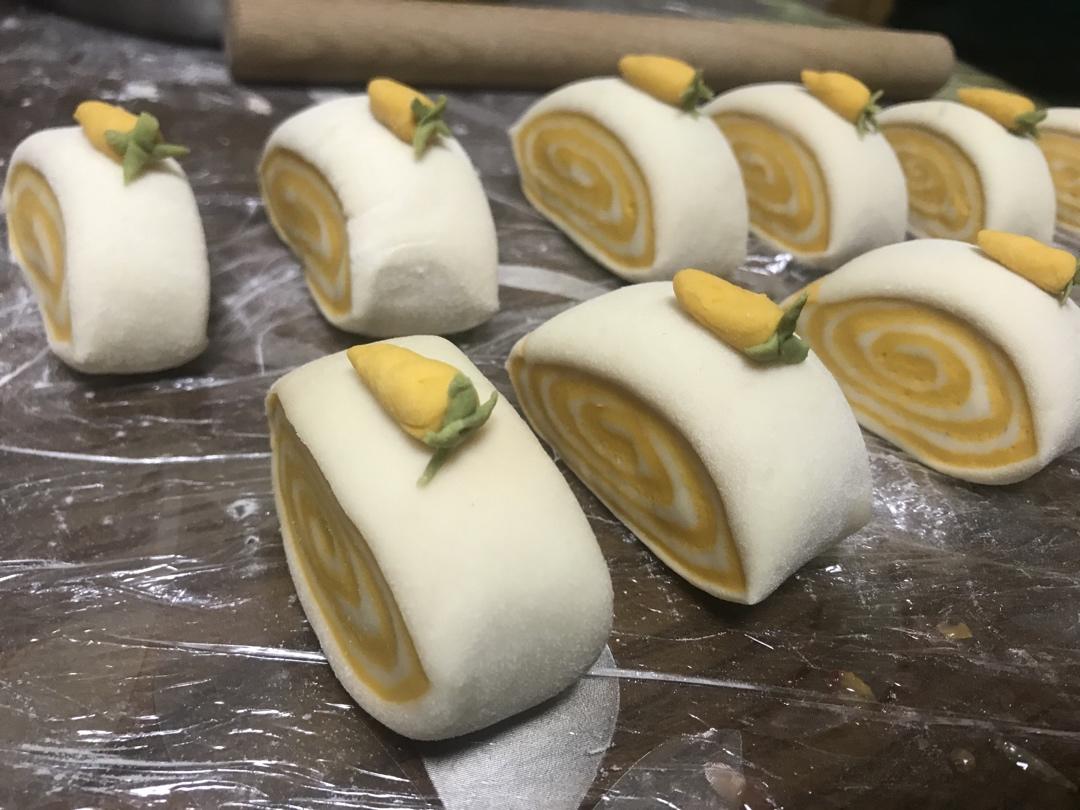 超萌胡萝卜刀切小馒头