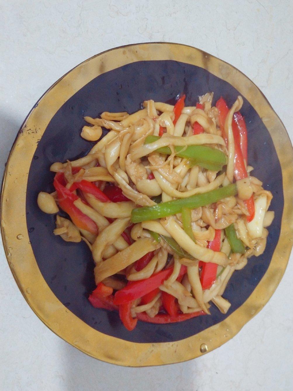 蚝油彩椒白玉菇