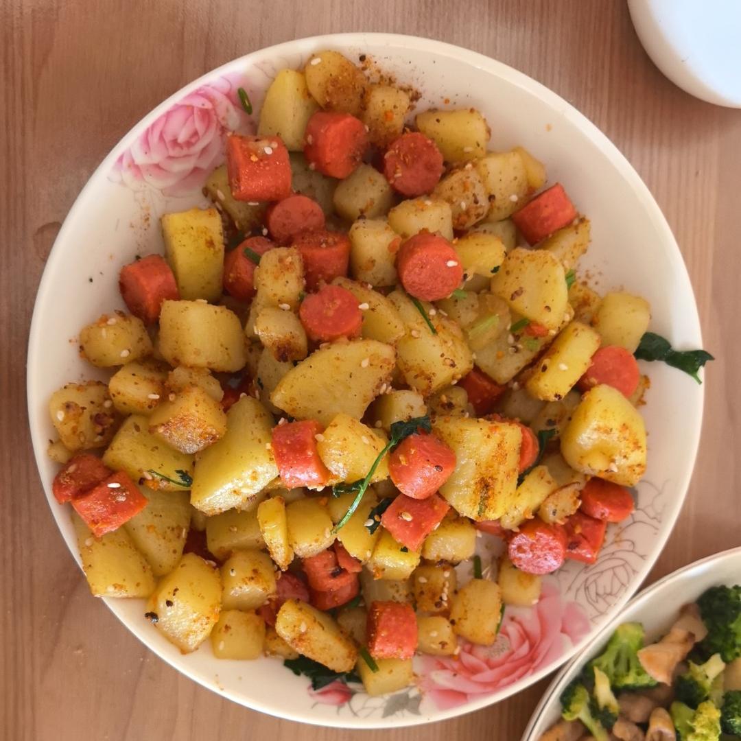 烧烤风味的土豆小香肠