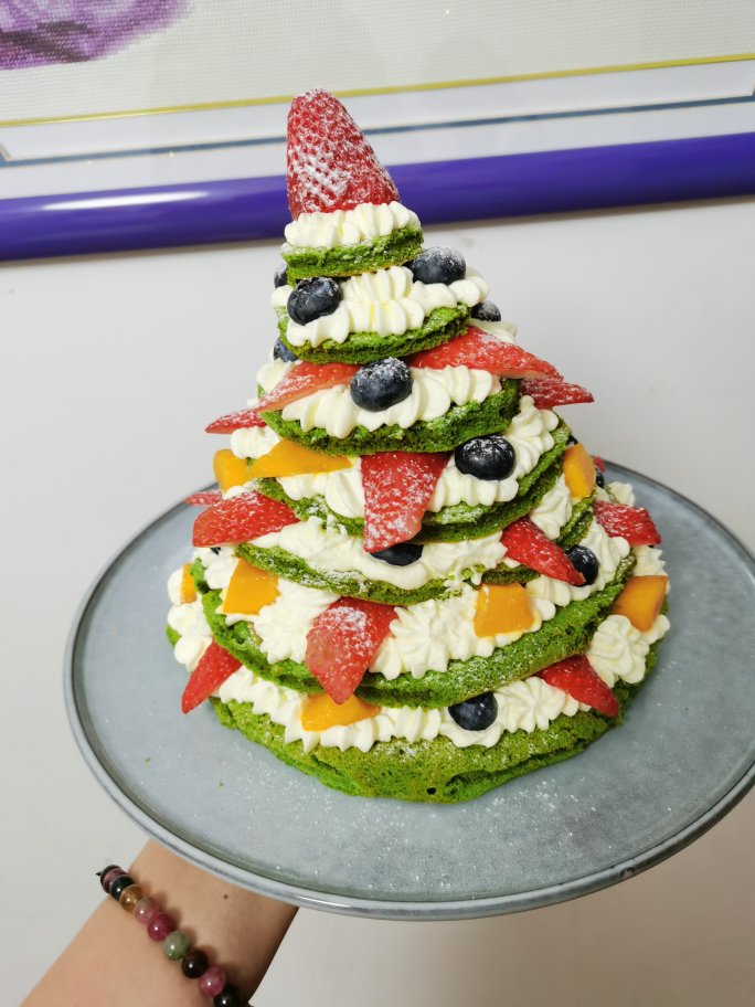 菠菜戚风➕圣诞树🎄蛋糕