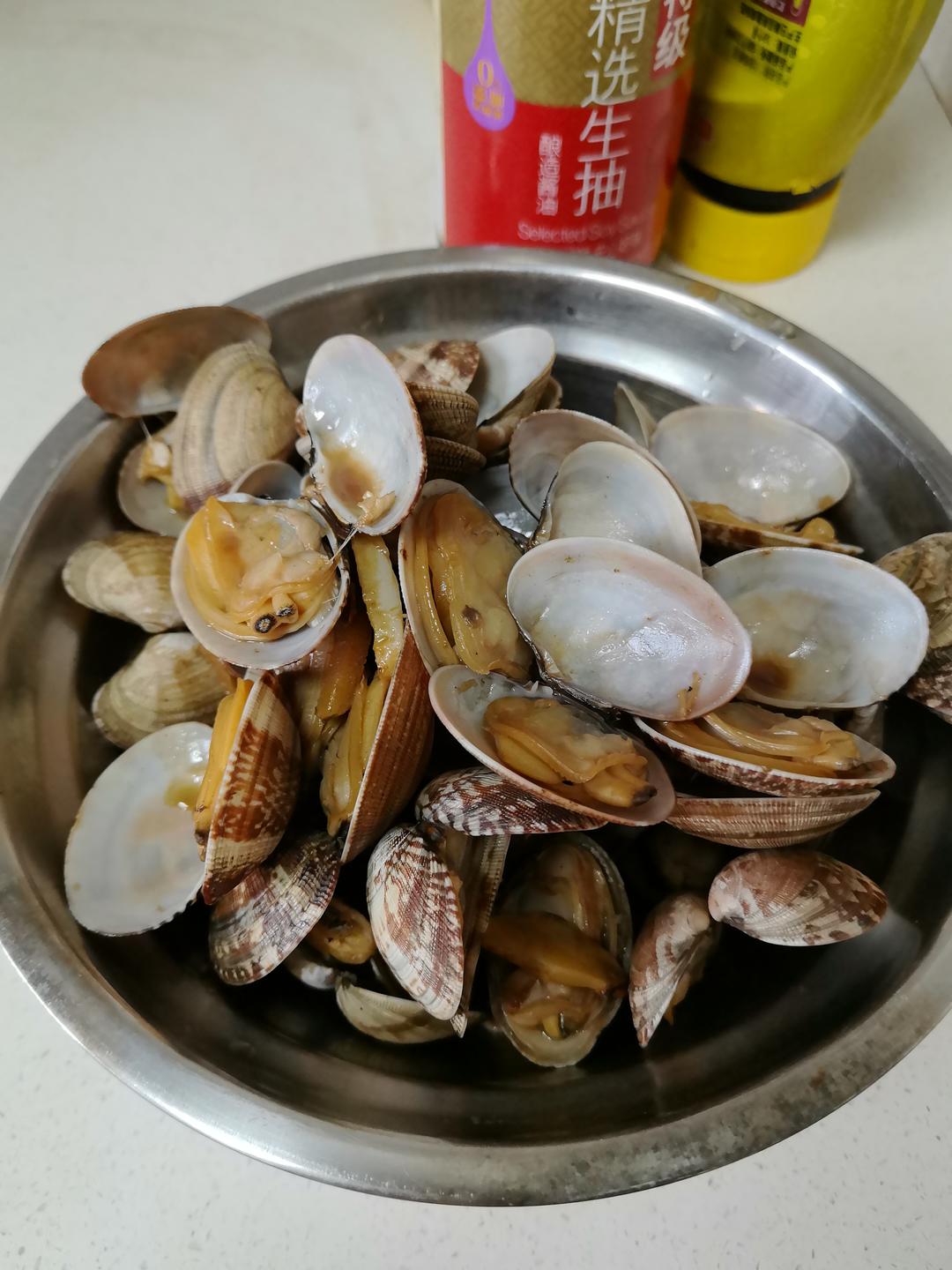 葱炒花蛤