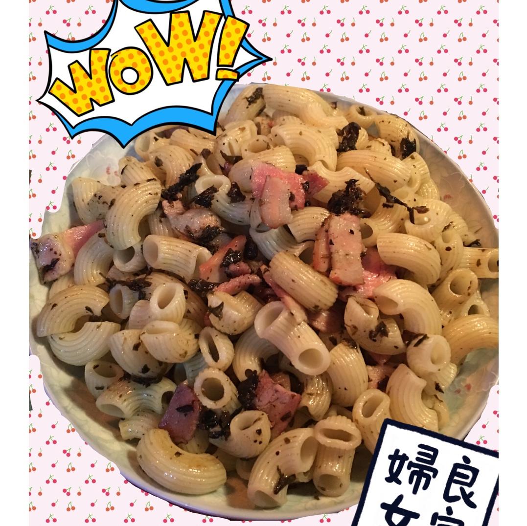 可能是最好吃系列--橄榄菜培根意面