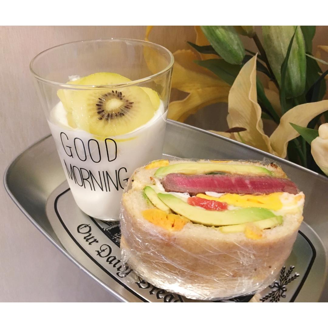 如何做超厚的沼三明治~详细tip！牛油果鸡蛋午餐肉三明治~