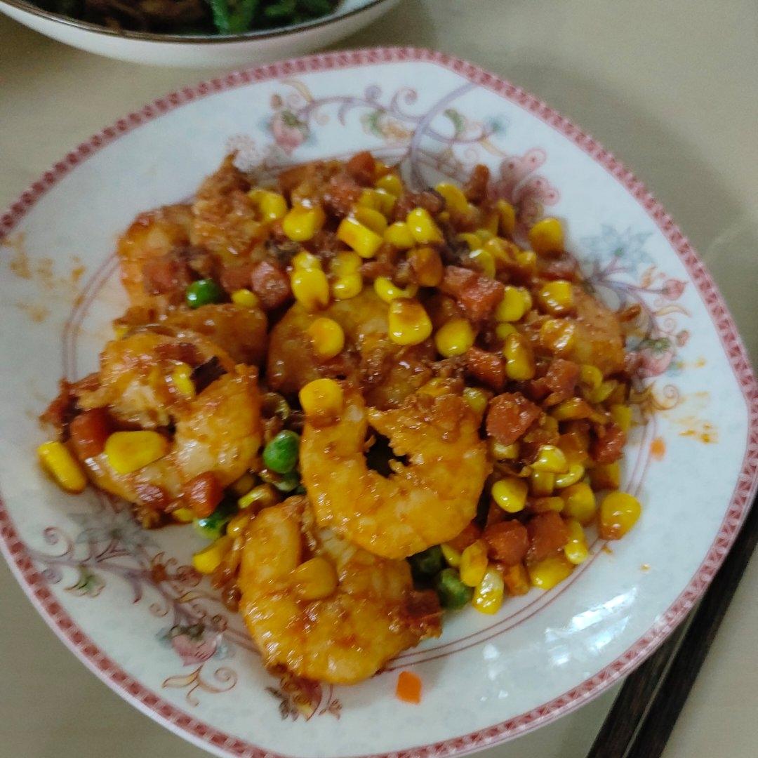 什锦玉米粒虾仁🍤🌽🥕
