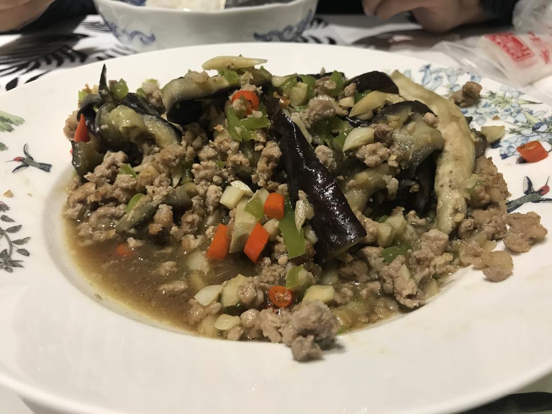 少油双椒肉末茄子