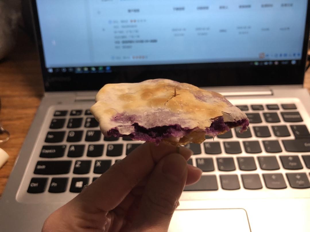 超快手不揉面不放油的低脂奶香紫薯饼