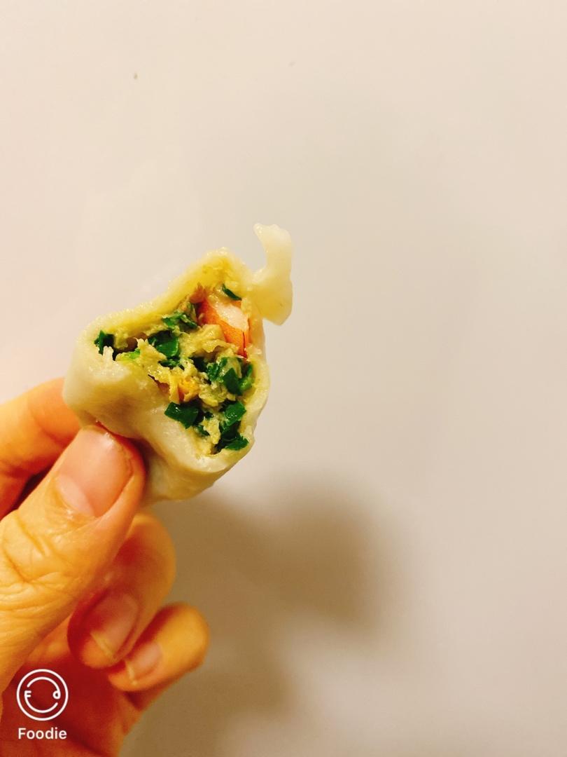 aiangela做的韭菜猪肉三鲜水饺立青大可
