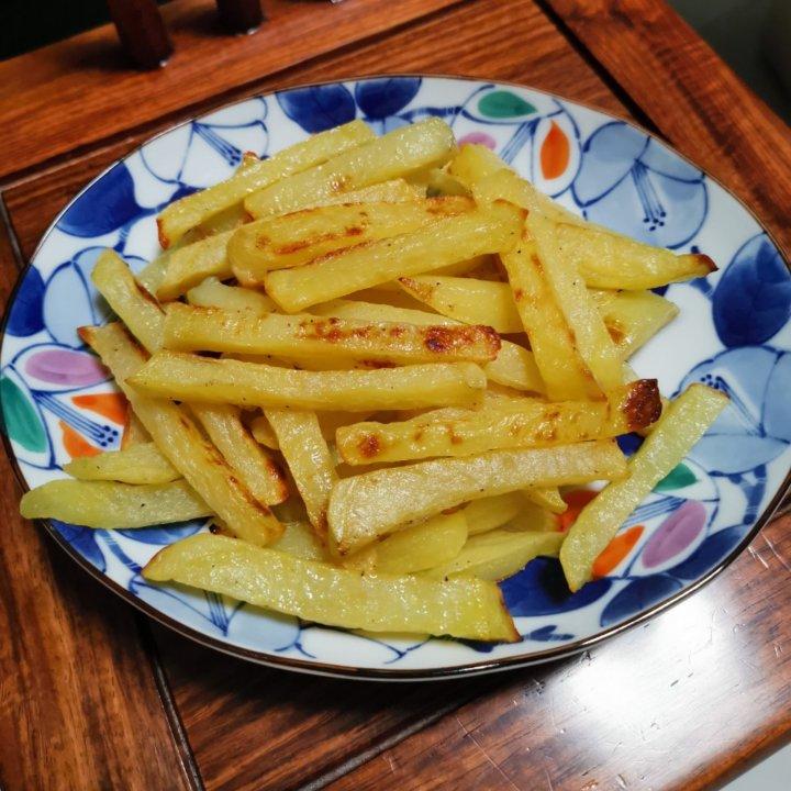 不用炸的简单烤薯条🍟追剧哄小孩小零食椒盐薯条番茄酱薯条二种口味