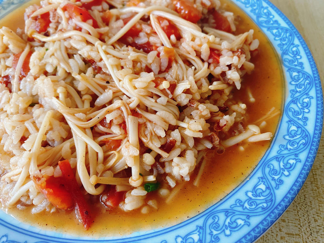 超浓郁巨好吃‼️ 蕃茄金针菇浓汤烩饭‼️简单易做