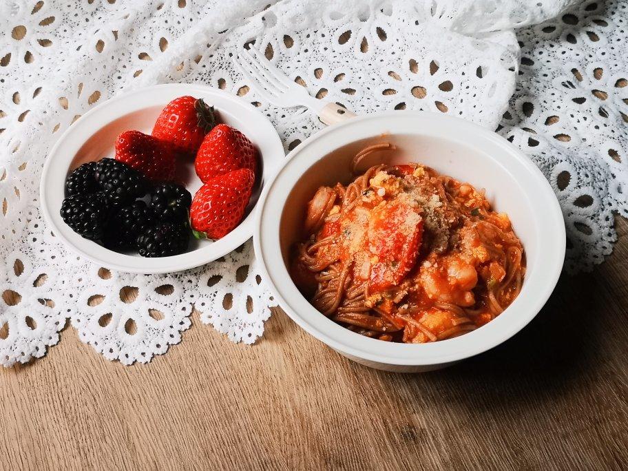 特浓番茄焖虾仁蛋蛋碎虾子面【健康一锅端】