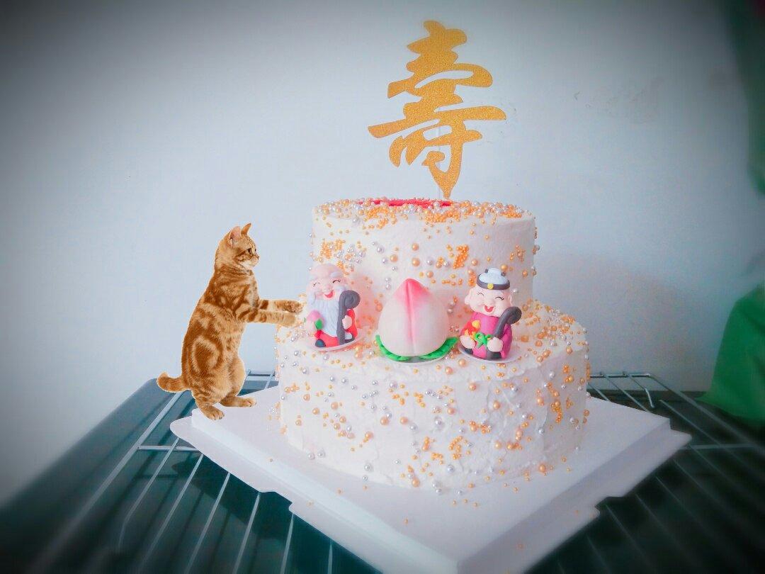 中国风祝寿蛋糕（豆沙裱花）