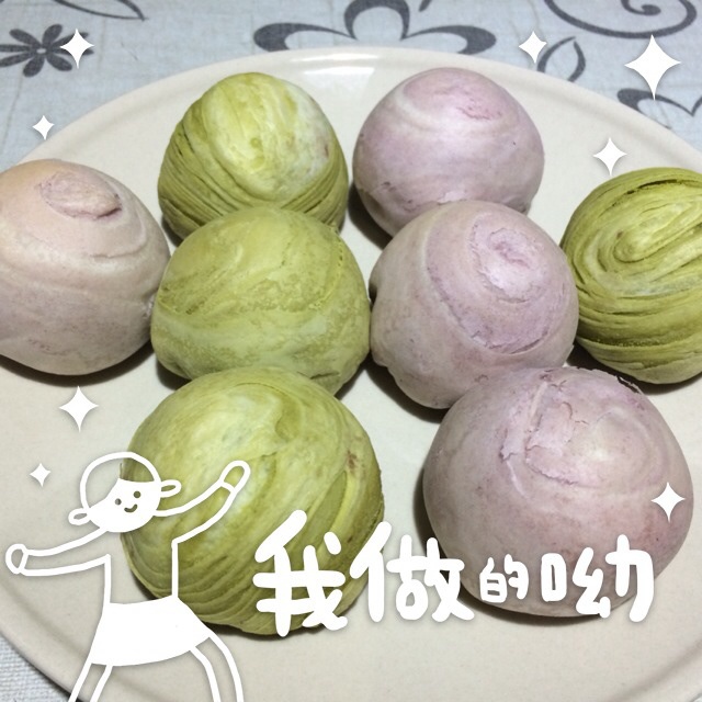 蛋黄酥~紫薯、抹茶、原味~花好月圆，中秋快乐~内附一次做六色蛋黄酥方法~