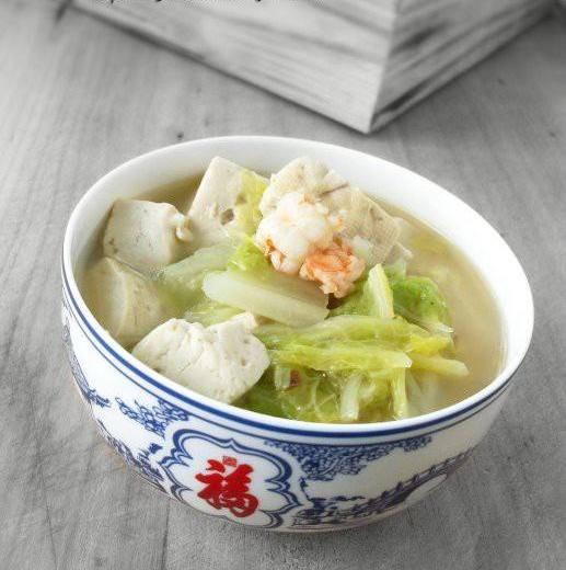 鲜虾白菜炖豆腐的做法