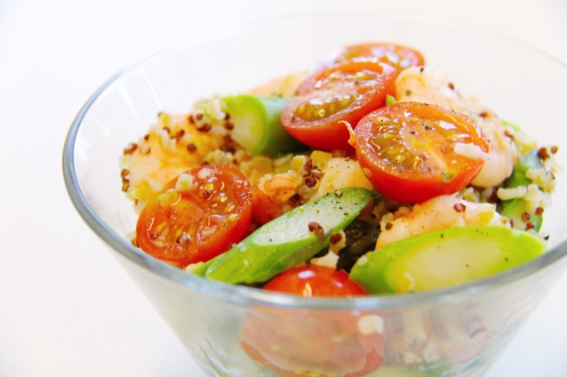 【减脂小厨房】芦笋虾仁藜麦沙拉