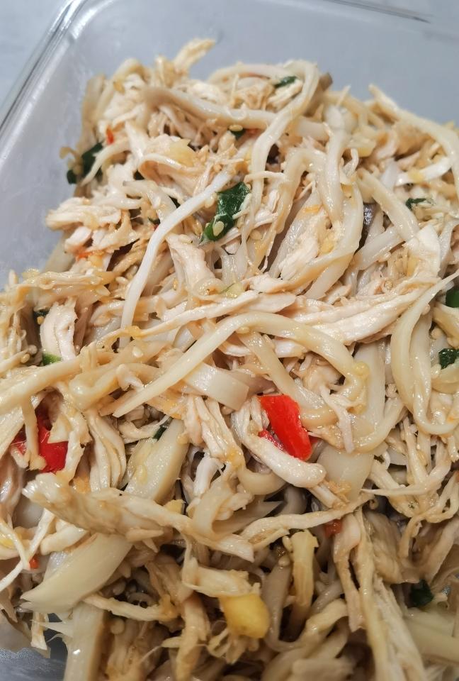 凉拌鸡丝杏鲍菇