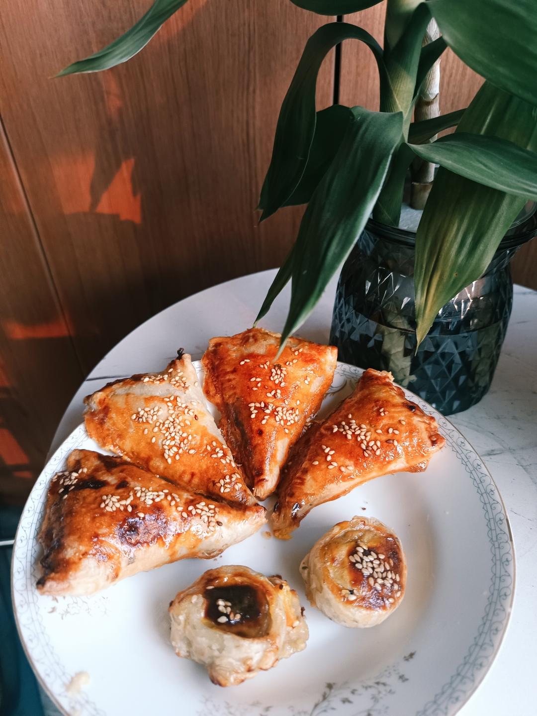 💯空气炸锅食谱 | 手抓饼芝士香蕉派