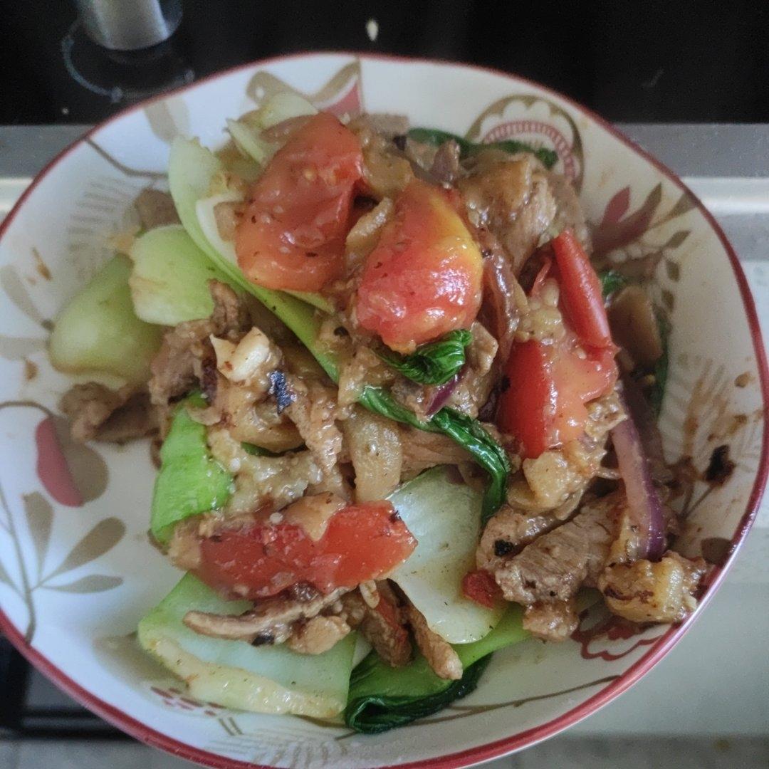 番茄瘦肉烩茄子