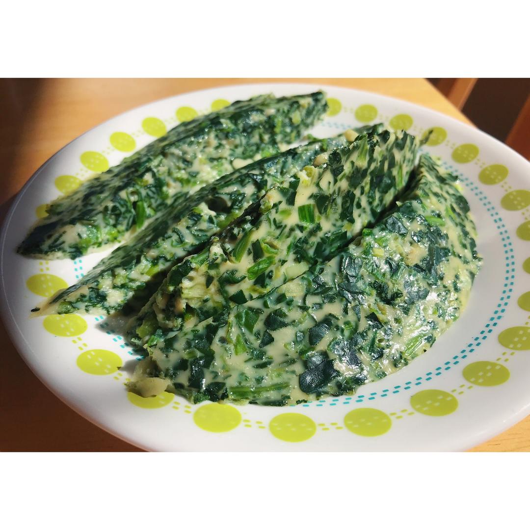 蘸汁菠菜鸡蛋糕——春季养生多吃菠菜