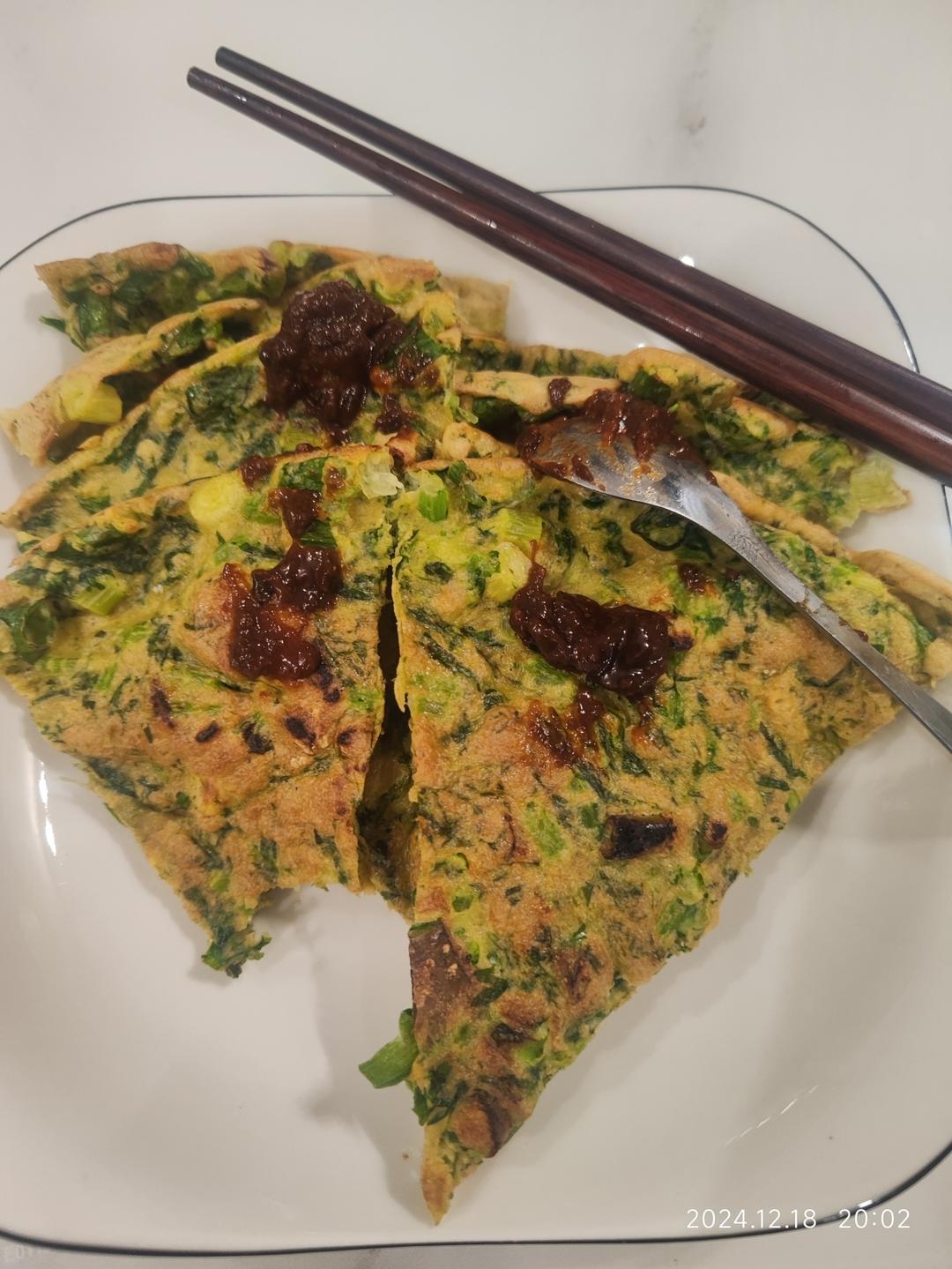 茼蒿鸡蛋饼