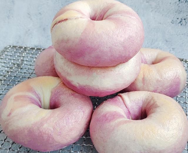 颜值超高💯奶香紫薯红豆双色贝果的做法